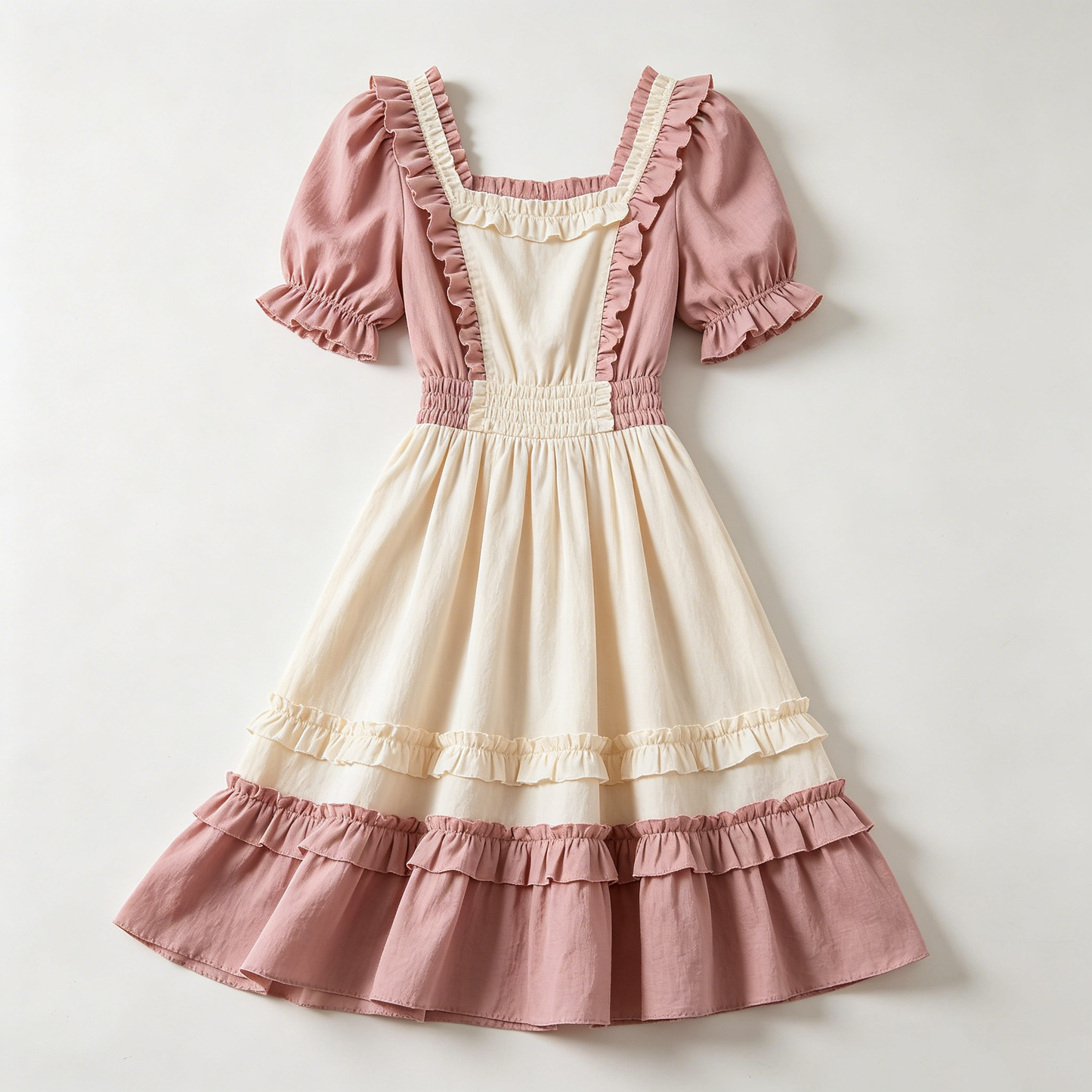 Pink & White Ruffle Tiered Dress