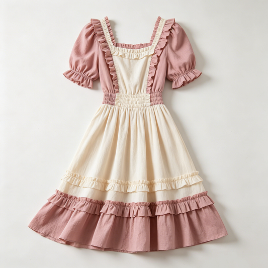 Pink & White Ruffle Tiered Dress