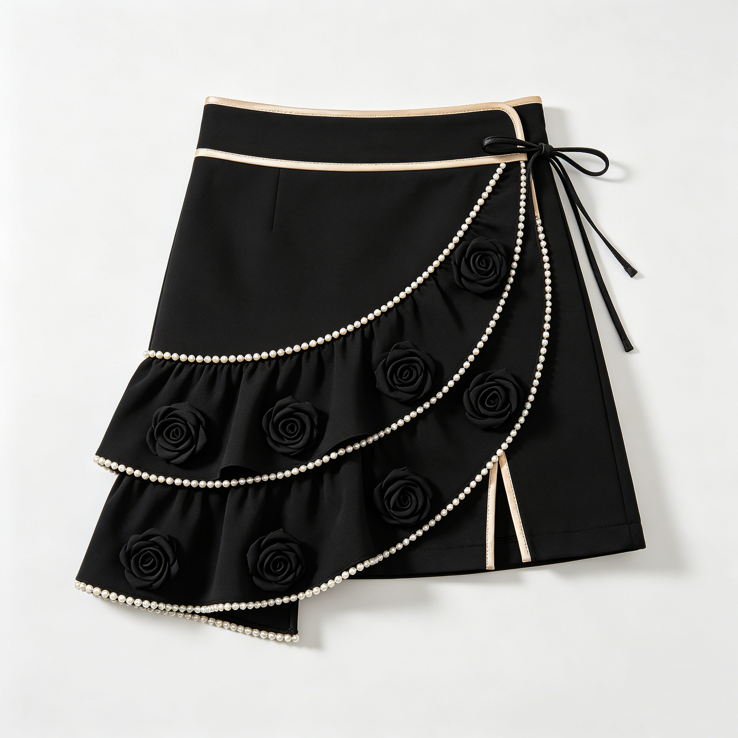 Black Rose Pearl Tiered Skirt
