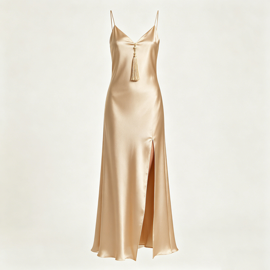 Champagne Satin Slip Maxi Dress