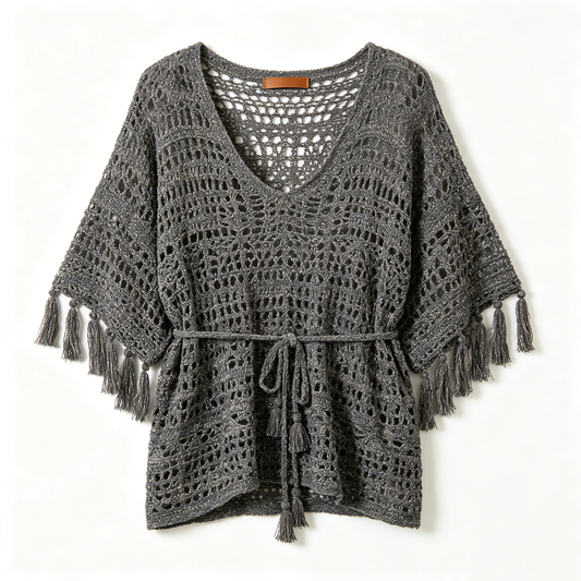 Crochet Tassel Waist-Tie Top
