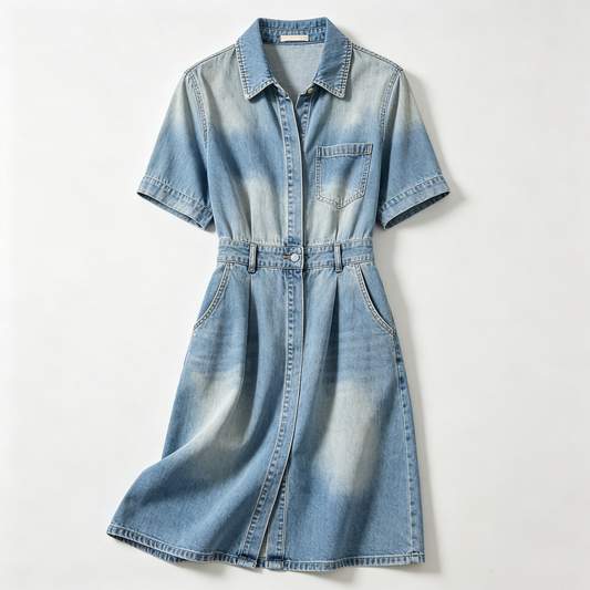 Light Wash Denim Shirt Dress