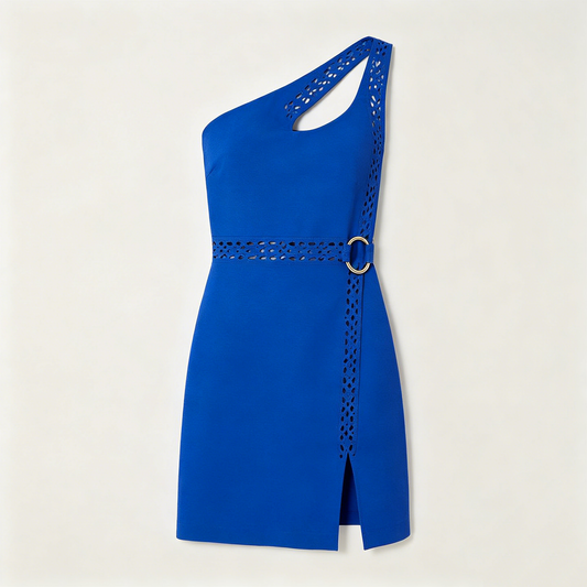 Cobalt Blue Cutout One-Shoulder Dress